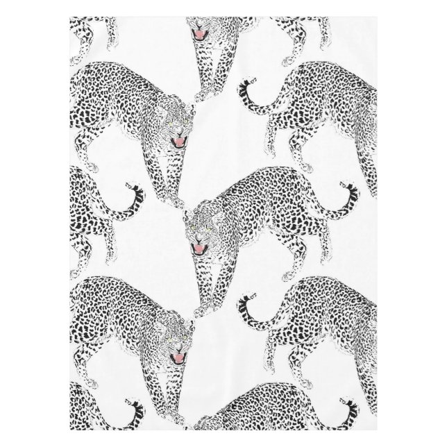 Black White Leopard Tablecloth (Front)