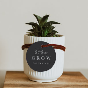 Black & White Let Love Grow Plant or Seed Favour Tags