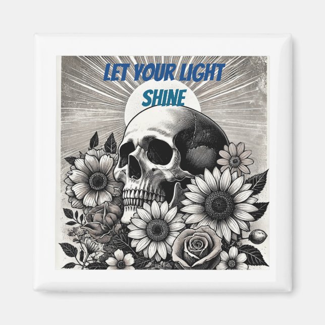 Black & White Let your Light Shine Magnet (Front)