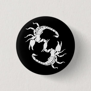 Black & White Letter S - Two Scorpions 3 Cm Round Badge