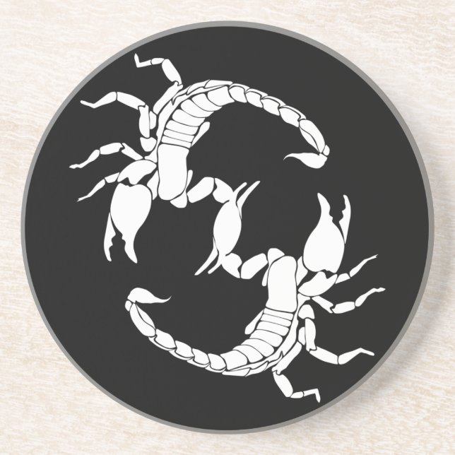 Black & White Letter S - Two Scorpions Coaster (Front)