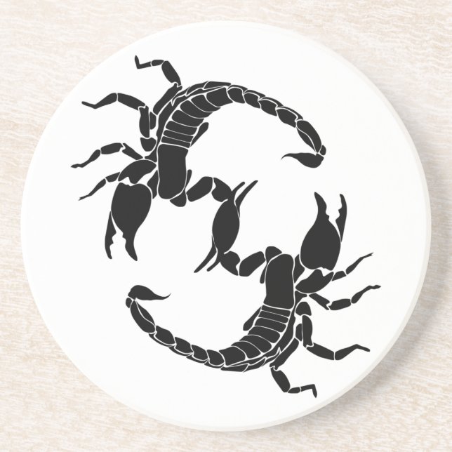 Black & White Letter S - Two Scorpions Coaster (Front)