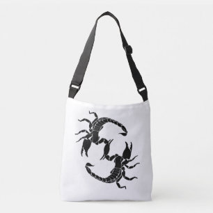 Black & White Letter S - Two Scorpions Crossbody Bag