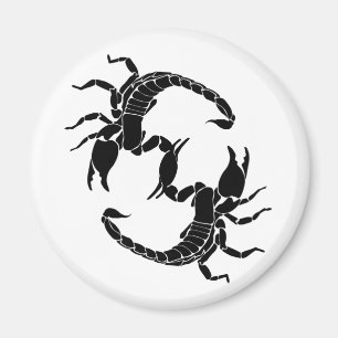 Black & White Letter S - Two Scorpions Magnet