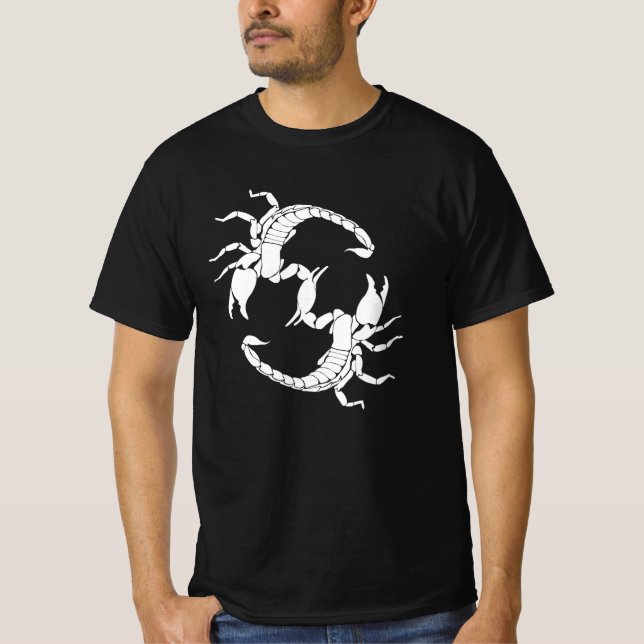 Black & White Letter S - Two Scorpions T-Shirt (Front)