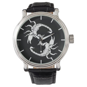 Black & White Letter S - Two Scorpions Watch