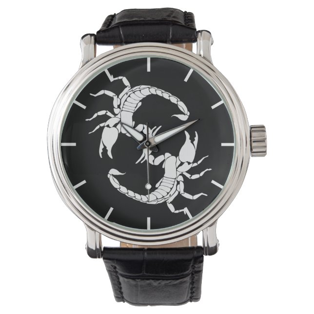 Black & White Letter S - Two Scorpions Watch (Front)