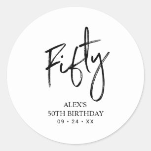 Black & White   Lettering Birthday Favour Thank yo Classic Round Sticker