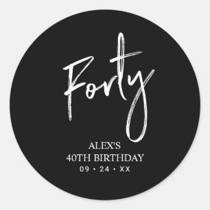Black & White   Lettering Birthday Favour Thank yo Classic Round Sticker