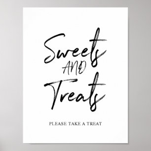 Black & White Lettering Sweets & Treats Party Sign