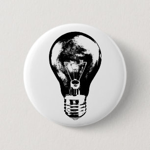 Black & White Light Bulb - Button