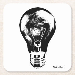 Black & White Light Bulb - Coasters