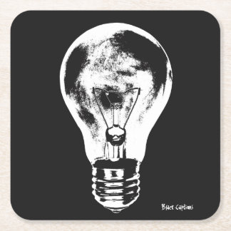 Black & White Light Bulb - Coasters