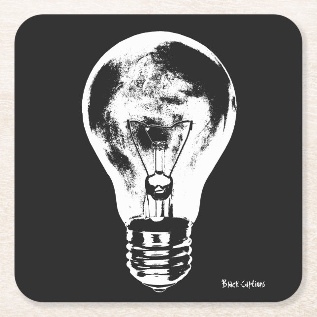 Black & White Light Bulb - Coasters (Front)