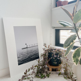 Black & White Lighthouse Photography Poster