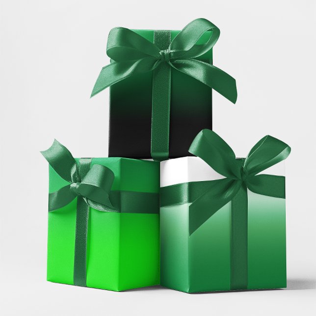 Black White Lime and Kelly Green Ombre Mix Wrapping Paper Sheet (Black White Lime and Kelly Green Ombre Mix Wrapping Paper Sheets)