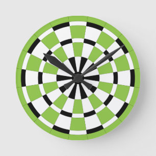 Black White & Lime Dartboard Round Clock