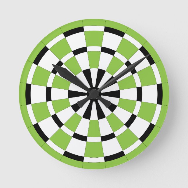 Black White & Lime Dartboard Round Clock (Front)