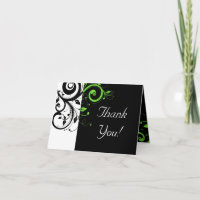 Black/White/Lime Green Bold Swirl Thank You