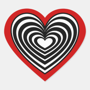 Black & White Lined Heart Heart Sticker