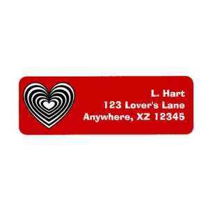 Black & White Lined Heart Return Address Label