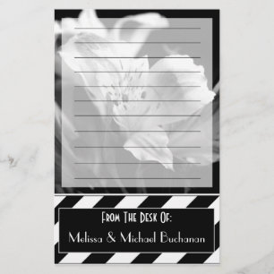 Black & White Lined Iris Personalised Stationery