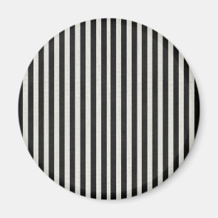 Black & White Linen Look Classic Vertical Stripe Magnet