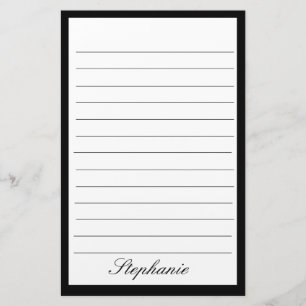 Black White Lines Frames Monogram Names Custom Stationery