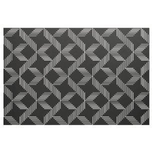Black & white lines geometric pattern fabric