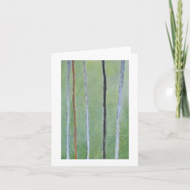 Black & white lines on green abstract painting card (Front)