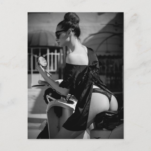 Black &  White Lingerie Model art postcard (Front)