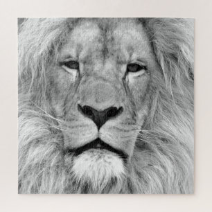 Black & White Lion - Animals Art Jigsaw Puzzle