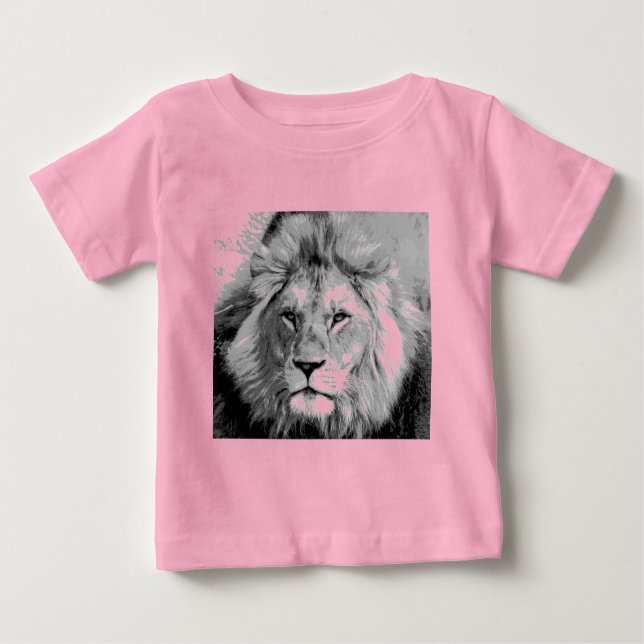 Black White Lion Baby T-Shirt (Front)