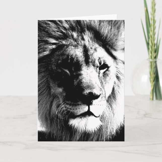 Black & White Lion Card (Front)