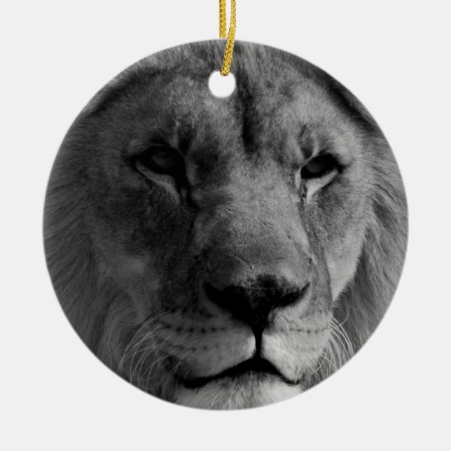 Black & White Lion Christmas Tree Decoration (Front)