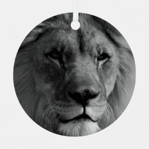 Black & White Lion Christmas Tree Decoration
