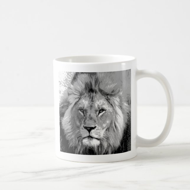 Black White Lion Coffee Mug (Right)