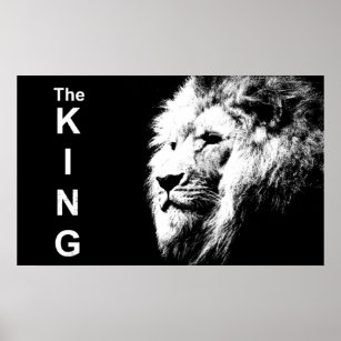 Black & White Lion Head Modern Pop Art Template Poster