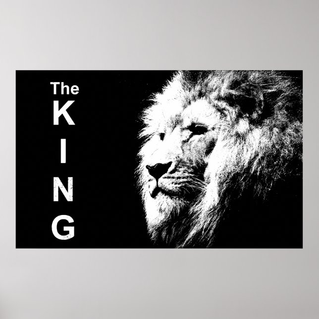 Black & White Lion Head Modern Pop Art Template Poster (Front)