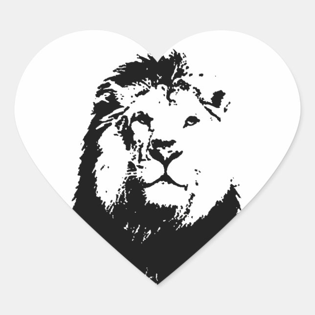 Black & White Lion Heart Sticker (Front)