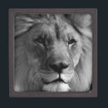 Black & White Lion Jewellery Box<br><div class="desc">Lion Digital Artwork - Lion Head Computer Animal Art  - Wild Big Cats Computer Images</div>
