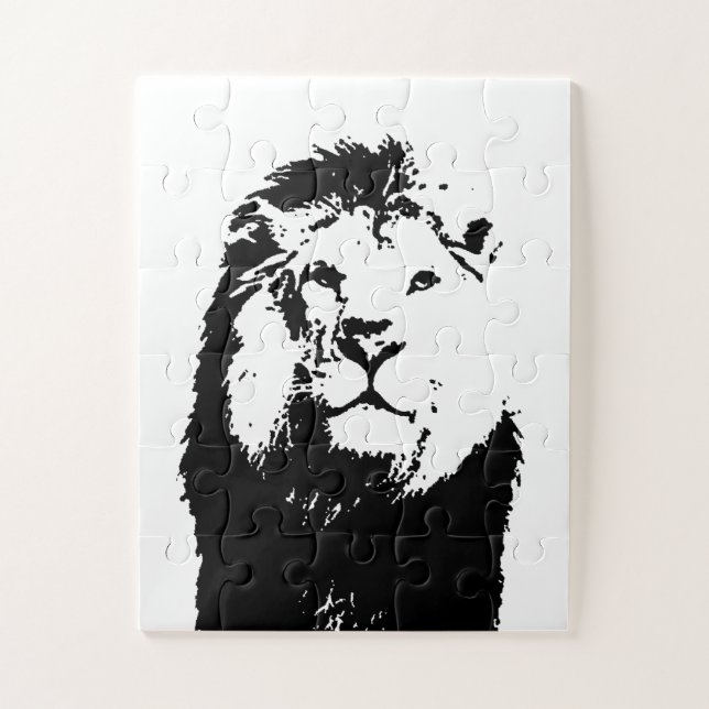 Black & White Lion Jigsaw Puzzle (Vertical)