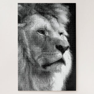 Black White Lion Jigsaw Puzzle
