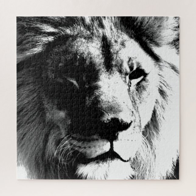 Black & White Lion Jigsaw Puzzle (Vertical)