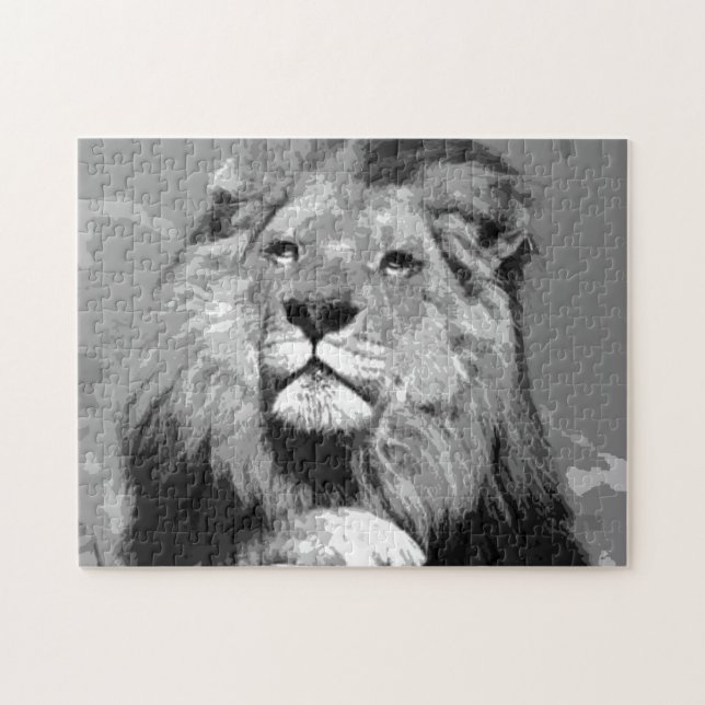 Black & White Lion Jigsaw Puzzle (Horizontal)