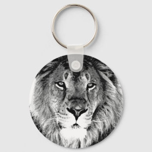 Black & White Lion Key Ring
