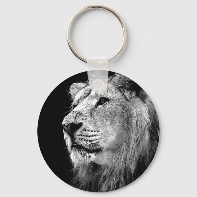 Black & White Lion Key Ring (Front)