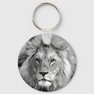 Black White Lion Key Ring