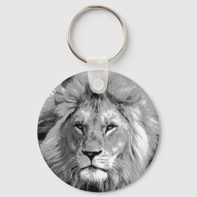 Black White Lion Key Ring (Front)