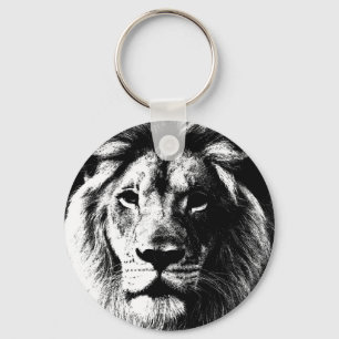 Black White Lion Motivational Challenge Key Ring